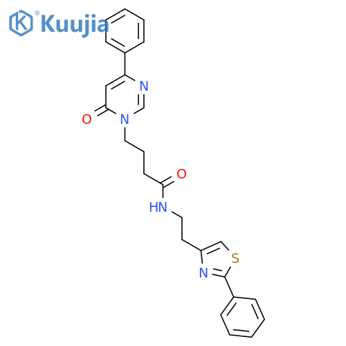 4-(6-oxo-4-phenyl-1,6-dihydropyrimidin-1-yl)-N-2-(2-phenyl-1,3-thiazol-4-yl)ethylbutanamide structure