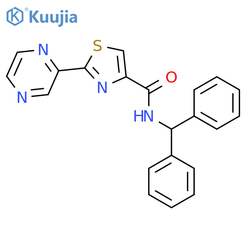 N-(diphenylmethyl)-2-(pyrazin-2-yl)-1,3-thiazole-4-carboxamide structure