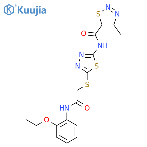 N-5-({(2-ethoxyphenyl)carbamoylmethyl}sulfanyl)-1,3,4-thiadiazol-2-yl-4-methyl-1,2,3-thiadiazole-5-carboxamide structure