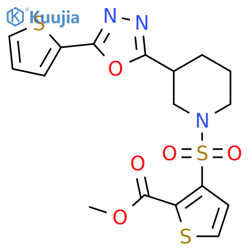 methyl 3-({3-5-(thiophen-2-yl)-1,3,4-oxadiazol-2-ylpiperidin-1-yl}sulfonyl)thiophene-2-carboxylate structure