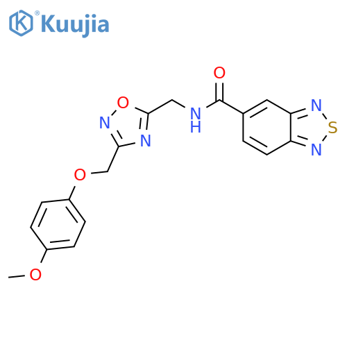 N-({3-(4-methoxyphenoxy)methyl-1,2,4-oxadiazol-5-yl}methyl)-2,1,3-benzothiadiazole-5-carboxamide structure
