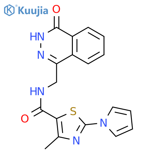 4-methyl-N-[(4-oxo-3,4-dihydrophthalazin-1-yl)methyl]-2-(1H-pyrrol-1-yl)-1,3-thiazole-5-carboxamide structure