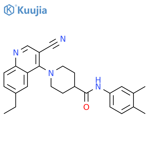 1-(3-cyano-6-ethylquinolin-4-yl)-N-(3,4-dimethylphenyl)piperidine-4-carboxamide structure