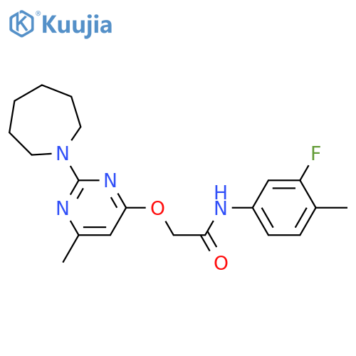 2-{[2-(azepan-1-yl)-6-methylpyrimidin-4-yl]oxy}-N-(3-fluoro-4-methylphenyl)acetamide structure