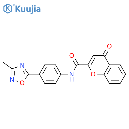 N-[4-(3-methyl-1,2,4-oxadiazol-5-yl)phenyl]-4-oxo-4H-chromene-2-carboxamide structure