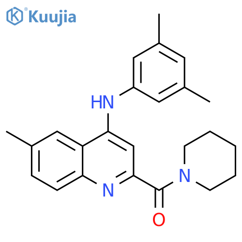 N-(3,5-dimethylphenyl)-6-methyl-2-(piperidine-1-carbonyl)quinolin-4-amine structure