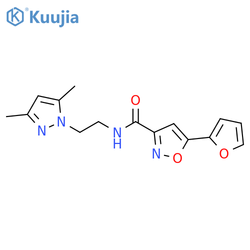 N-[2-(3,5-dimethyl-1H-pyrazol-1-yl)ethyl]-5-(furan-2-yl)-1,2-oxazole-3-carboxamide structure