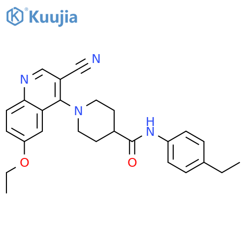 1-(3-cyano-6-ethoxyquinolin-4-yl)-N-(4-ethylphenyl)piperidine-4-carboxamide structure