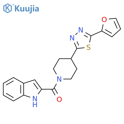 2-{4-5-(furan-2-yl)-1,3,4-thiadiazol-2-ylpiperidine-1-carbonyl}-1H-indole structure