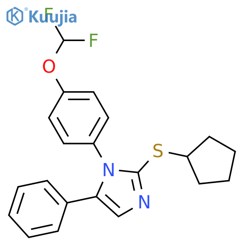 2-(cyclopentylsulfanyl)-1-[4-(difluoromethoxy)phenyl]-5-phenyl-1H-imidazole structure