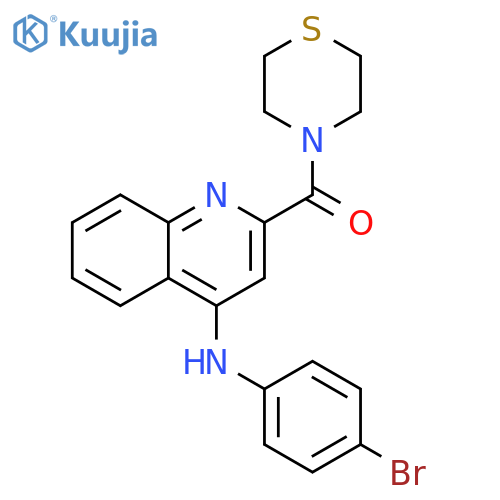 N-(4-bromophenyl)-2-(thiomorpholine-4-carbonyl)quinolin-4-amine structure