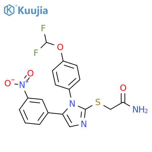 2-({1-[4-(difluoromethoxy)phenyl]-5-(3-nitrophenyl)-1H-imidazol-2-yl}sulfanyl)acetamide structure