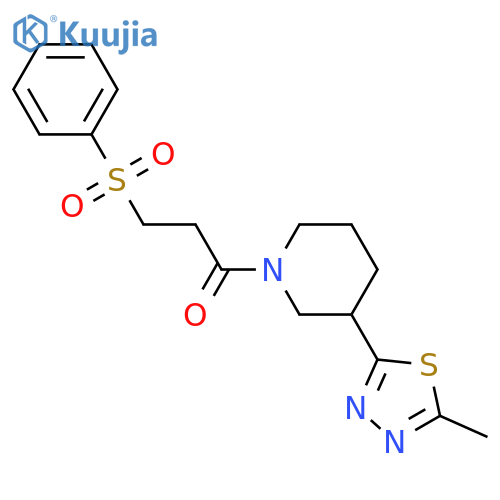 3-(benzenesulfonyl)-1-[3-(5-methyl-1,3,4-thiadiazol-2-yl)piperidin-1-yl]propan-1-one structure