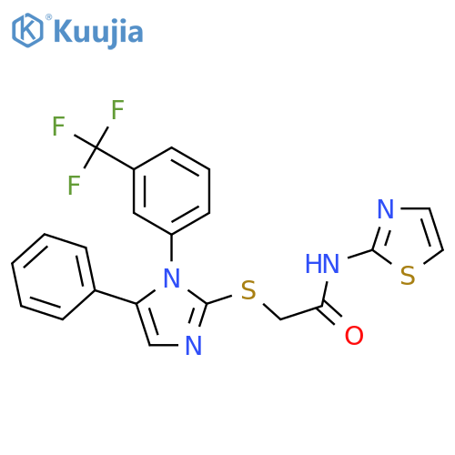 2-({5-phenyl-1-[3-(trifluoromethyl)phenyl]-1H-imidazol-2-yl}sulfanyl)-N-(1,3-thiazol-2-yl)acetamide structure