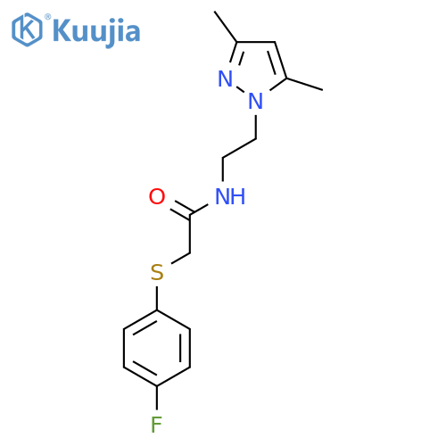 N-2-(3,5-dimethyl-1H-pyrazol-1-yl)ethyl-2-(4-fluorophenyl)sulfanylacetamide structure