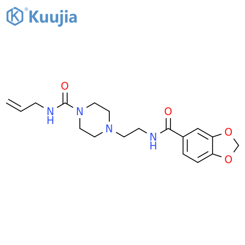 4-{2-(2H-1,3-benzodioxol-5-yl)formamidoethyl}-N-(prop-2-en-1-yl)piperazine-1-carboxamide structure