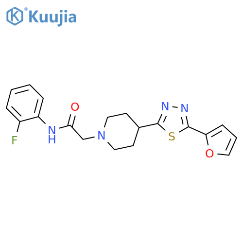 N-(2-fluorophenyl)-2-{4-5-(furan-2-yl)-1,3,4-thiadiazol-2-ylpiperidin-1-yl}acetamide structure