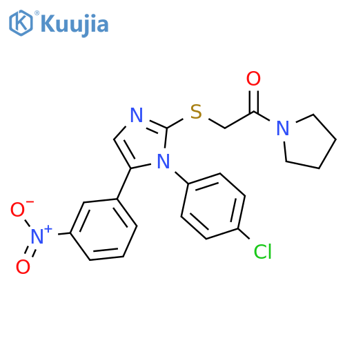 2-{[1-(4-chlorophenyl)-5-(3-nitrophenyl)-1H-imidazol-2-yl]sulfanyl}-1-(pyrrolidin-1-yl)ethan-1-one structure