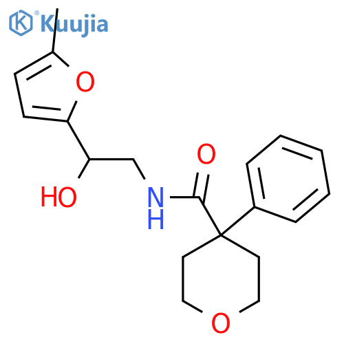 N-2-hydroxy-2-(5-methylfuran-2-yl)ethyl-4-phenyloxane-4-carboxamide structure
