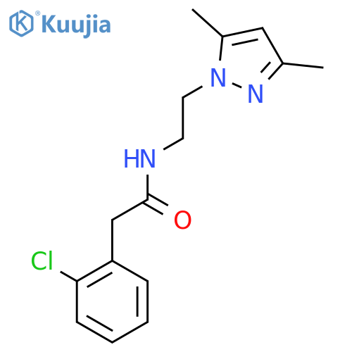 2-(2-chlorophenyl)-N-2-(3,5-dimethyl-1H-pyrazol-1-yl)ethylacetamide structure