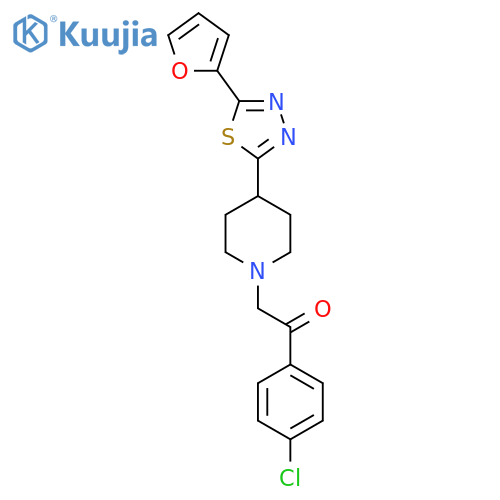 1-(4-chlorophenyl)-2-{4-5-(furan-2-yl)-1,3,4-thiadiazol-2-ylpiperidin-1-yl}ethan-1-one structure