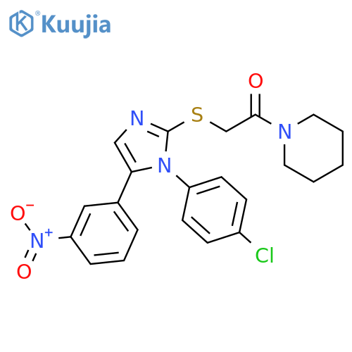 2-{[1-(4-chlorophenyl)-5-(3-nitrophenyl)-1H-imidazol-2-yl]sulfanyl}-1-(piperidin-1-yl)ethan-1-one structure