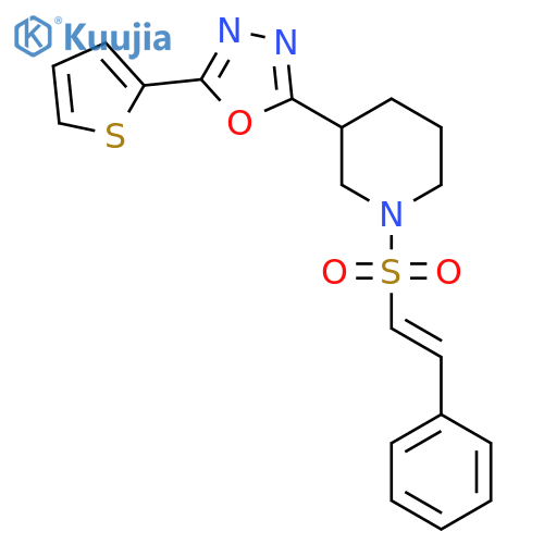 1-(E)-2-phenylethenesulfonyl-3-5-(thiophen-2-yl)-1,3,4-oxadiazol-2-ylpiperidine structure