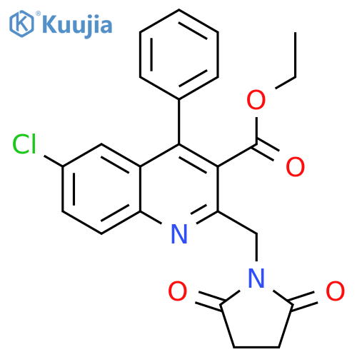 ethyl 6-chloro-2-((2,5-dioxopyrrolidin-1-yl)methyl)-4-phenylquinoline-3-carboxylate structure