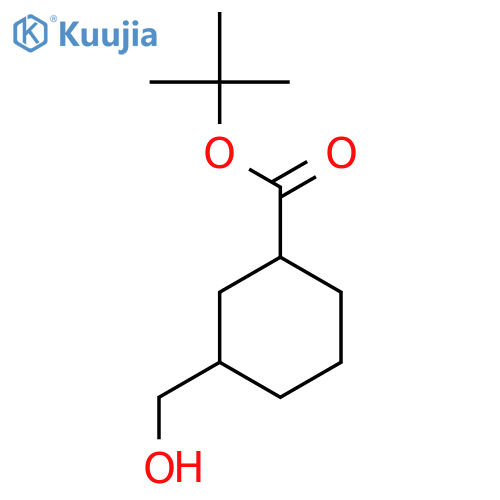 Cyclohexanecarboxylic acid, 3-(hydroxymethyl)-, 1,1-dimethylethyl ester structure