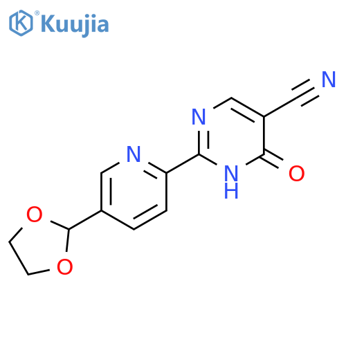2-(5-1,3Dioxolan-2-yl-pyridin-2-yl)-6-oxo-1,6-dihydro-pyrimidine-5-carbonitrile structure