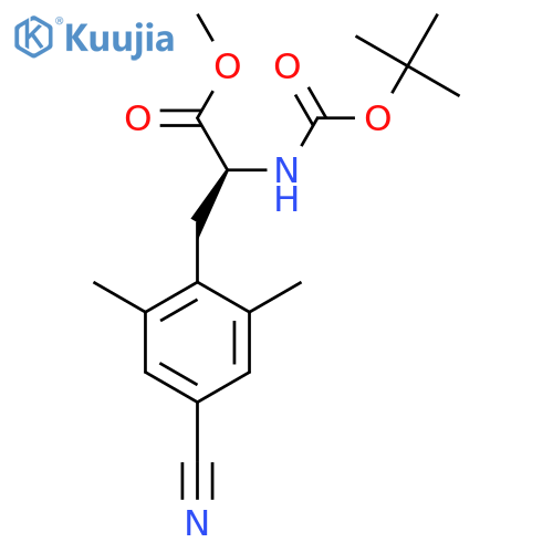 (S)-methyl 2-((tert-butoxycarbonyl)-amino)-3-(4-cyano-2,6dimethylphenyl) propanoate structure