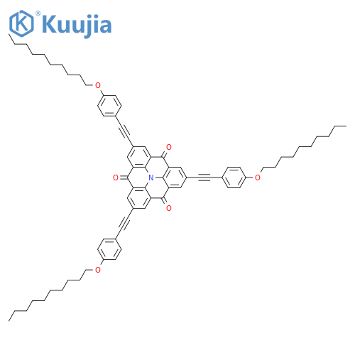 4H,8H,12H-Benzo[1,9]quinolizino[3,4,5,6,7-defg]acridine-4,8,12-trione, 2,6,10-tris[2-[4-(decyloxy)phenyl]ethynyl]- structure