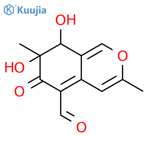 (7S,8S)-7,8-dihydroxy-3,7-dimethyl-6-oxo-7,8-dihydro-6H-isochromene-5-carbaldehyde structure