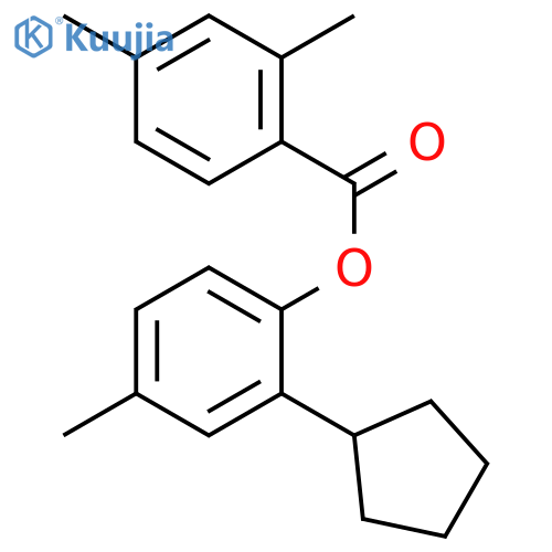 Benzoic acid, 2,4-dimethyl-, 2-cyclopentyl-4-methylphenyl ester structure
