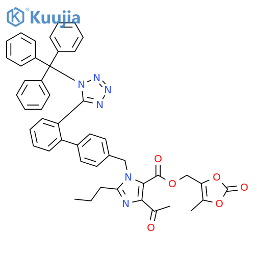 1H-Imidazole-5-carboxylic acid, 4-acetyl-2-propyl-1-[[2'-[1-(triphenylmethyl)-1H-tetrazol-5-yl][1,1'-biphenyl]-4-yl]methyl]-, (5-methyl-2-oxo-1,3-dioxol-4-yl)methyl ester structure