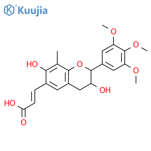 2-(3,4,5-trimethoxyphenyl)-3,7-dihydroxy-6-((Z)-2-carboxyvinyl)-8-methyl-2,3-dihydro-1-benzopyran structure