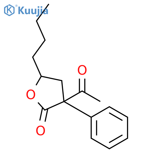 2(3H)-Furanone, 3-acetyl-5-butyldihydro-3-phenyl-, (3S,5S)- structure