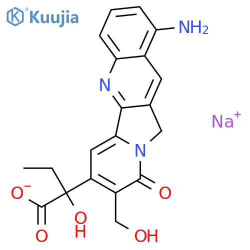 Indolizino[1,2-b]quinoline-7-aceticacid, 1-amino-a-ethyl-9,11-dihydro-a-hydroxy-8-(hydroxymethyl)-9-oxo-,sodium salt (1:1) structure