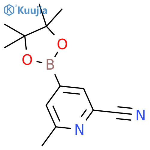 6-methyl-4-(4,4,5,5-tetramethyl-1,3,2-dioxaborolan-2-yl)picolinonitrile structure