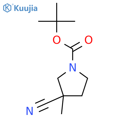 tert-butyl 3-cyano-3-methyl-pyrrolidine-1-carboxylate structure