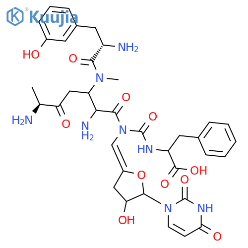 3,5,8,11-Tetraazatetradecanoicacid,13-amino-9-[[[(Z)-[(4R,5R)-5-(3,4-dihydro-2,4-dioxo-1(2H)-pyrimidinyl)dihydro-4-hydroxy-2(3H)-furanylidene]methyl]amino]carbonyl]-14-(3-hydroxyphenyl)-6,10,11-trimethyl-4,7,12-trioxo-2-(phenylmethyl)-,(2S,6S,9S,10S,13S)- structure