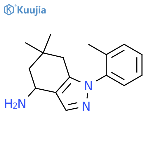 6,6-dimethyl-1-(2-methylphenyl)-4,5,6,7-tetrahydro-1H-indazol-4-amine structure