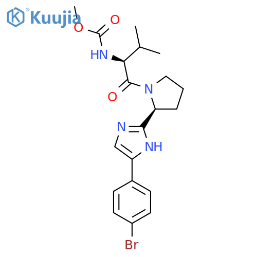 methyl (S)-1-((S)-2-(5-(4-bromophenyl)-1H-imidazol-2-yl)pyrrolidin-1-yl)-3-methyl-1-oxobutan-2-ylcarbamate structure
