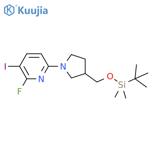 6-(3-((tert-Butyldimethylsilyloxy)methyl)pyrrolidin-1-yl)-2-fluoro-3-iodopyridine structure