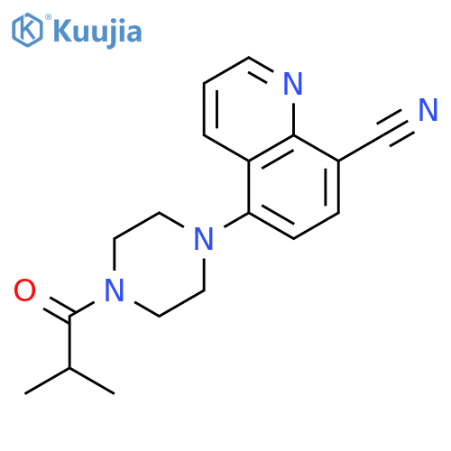 Piperazine, 1-(8-cyano-5-quinolinyl)-4-(2-methyl-1-oxopropyl)- structure