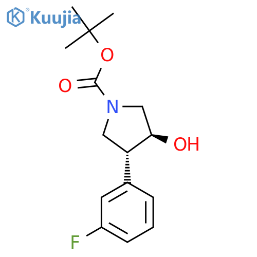 rac-tert-butyl (3R,4S)-3-(3-fluorophenyl)-4-hydroxypyrrolidine-1-carboxylate structure