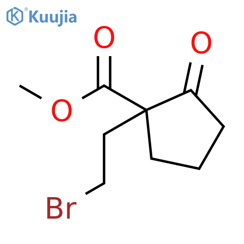 Cyclopentanecarboxylic acid, 1-(2-bromoethyl)-2-oxo-, methyl ester structure