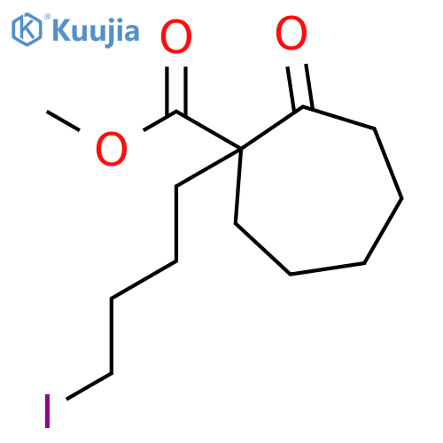 Cycloheptanecarboxylic acid, 1-(4-iodobutyl)-2-oxo-, methyl ester structure