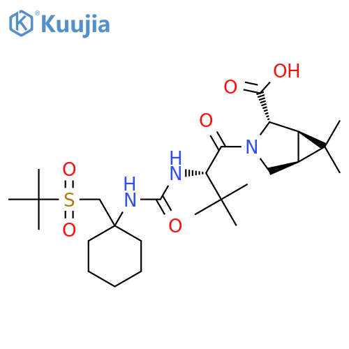 (1R,2S,5S)-3-[(2S)-2-[[1-(Tert-butylsulfonylmethyl)cyclohexyl]carbamoylamino]-3,3-dimethylbutanoyl]-6,6-dimethyl-3-azabicyclo[3.1.0]hexane-2-carboxylic acid structure