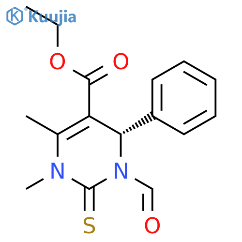 5-Pyrimidinecarboxylicacid, 3-formyl-1,2,3,4-tetrahydro-1,6-dimethyl-4-phenyl-2-thioxo-, ethyl ester structure